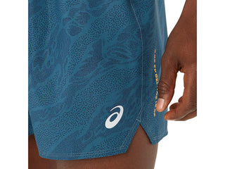 Asics Mens Fujitrail All Over Print 5" Shorts | Magnetic Blue/Performance Black