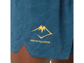 Asics Mens Fujitrail All Over Print 5" Shorts | Magnetic Blue/Performance Black