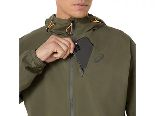Asics Mens Fujitrail Elite Waterproof Jacket | Mantle Green