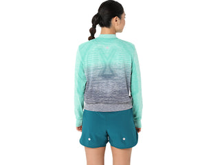 Asics Womens Nagino Run Seamless Jacket | Aurora Green/Blue Expanse
