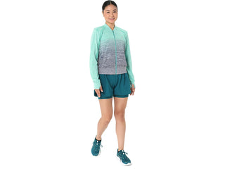 Asics Womens Nagino Run Seamless Jacket | Aurora Green/Blue Expanse