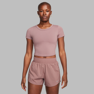 Nike Womens One Fitted Dri-fit Crop Tee | Smokey Mauve/Black