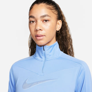 Nike Womens Dri-FIT Swoosh 1/4 Zip | Polar/Diffused Blue