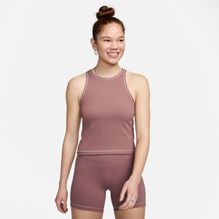 Nike Womens One Fitted Dri-FIT Ribbed Tank | Smokey Mauve/Platinum Violet