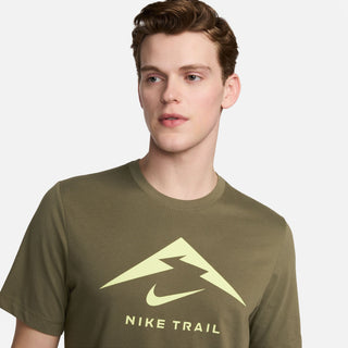 Nike Mens Dri-FIT Trail Running Logo Tee | Medium Olive