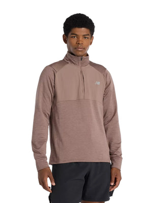 New Balance Mens Athletics Heat Grid 1/2 Zip | Earth Shadow