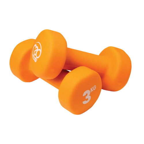 FITNESS MAD PAIR OF 3KG NEO DUMBBELLS ORANGE Taskers Sports