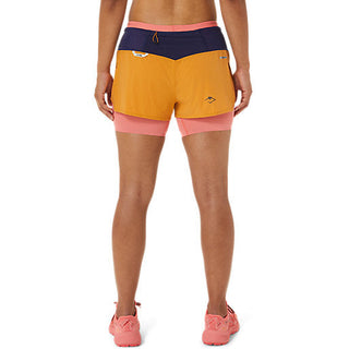Asics Womens FujiTrail 2-in-1 Short | Sandstorm/Papaya