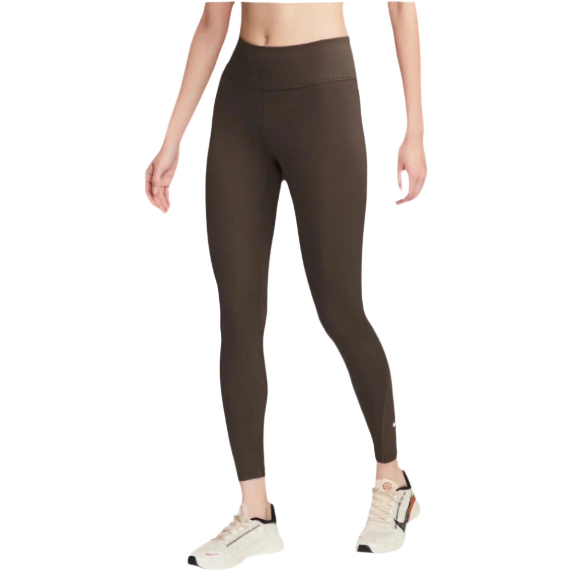 Nike Womens Mid Rise 7 8 Mesh Panelled Leggings Baroque Brown White