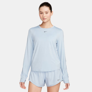 Nike Womens One Classic Dri-FIT Long-Sleeve Top | Light Armory Blue/White