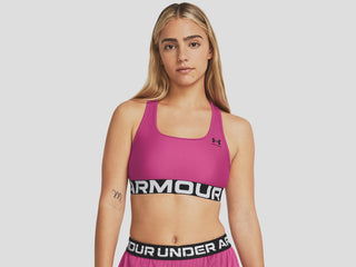 Under Armour Womens HeatGear Armour Mid Branded Bra | Astro Pink