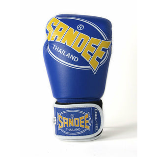 SANDEE COOL-TEC VELCRO 3 TONE LEATHER BOXING GLOVE | BLUE/YELLOW/WHITE - Taskers Sports