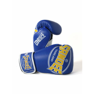 SANDEE COOL-TEC VELCRO 3 TONE LEATHER BOXING GLOVE | BLUE/YELLOW/WHITE - Taskers Sports