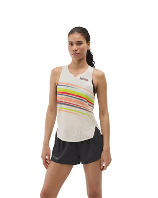 Hoka Womens Race Day Singlet | Alabaster Flare