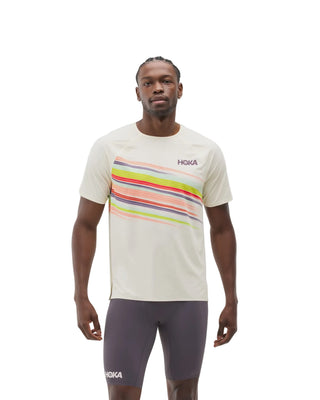 Hoka Mens Race Day Short Sleeve T-Shirt | Alabaster Flare