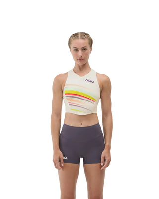 Hoka Womens Race Day Crop Bra | Alabaster Flare
