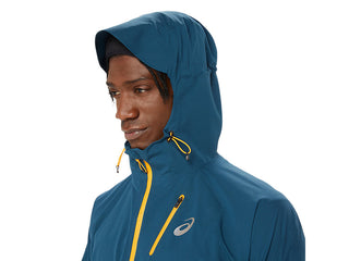 Asics Mens Fujitrail Waterproof Jacket | Magnetic Blue