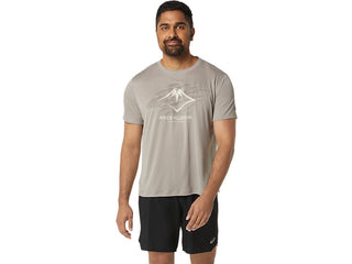 Asics Mens Fujitrail Logo Short Sleeved Top | Moonrock/Oatmeal