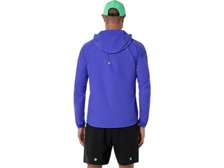 Asics Mens Road Packable Jacket | Cobalt Burst/Illuminate Green