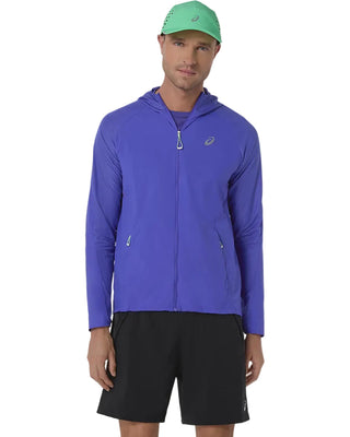 Asics Mens Road Packable Jacket | Cobalt Burst/Illuminate Green