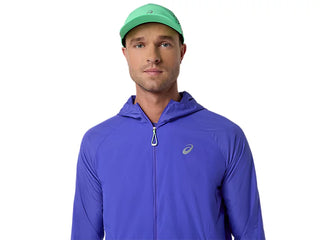Asics Mens Road Packable Jacket | Cobalt Burst/Illuminate Green