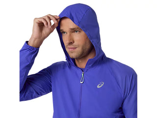 Asics Mens Road Packable Jacket | Cobalt Burst/Illuminate Green