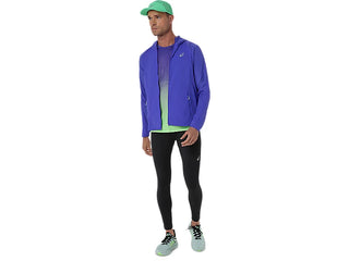 Asics Mens Road Packable Jacket | Cobalt Burst/Illuminate Green