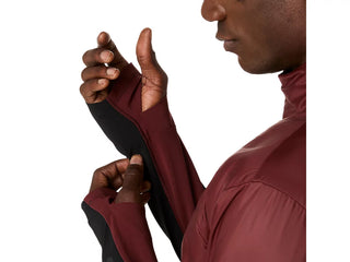 Asics Mens Road Winter Jacket | Dark Red Planet