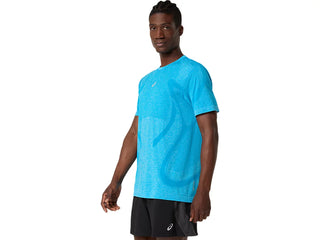 Asics Mens Road Seamless SS Tee | Aegean Blue/Sky