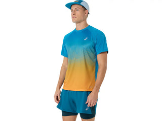 Asics Mens Road Fade SS Tee | Aegean Blue/Yamabuki