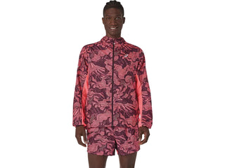 Asics Mens Fujitrail Packable Jacket | Blazing Coral/Aubergine