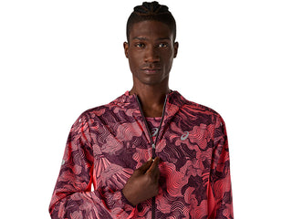 Asics Mens Fujitrail Packable Jacket | Blazing Coral/Aubergine