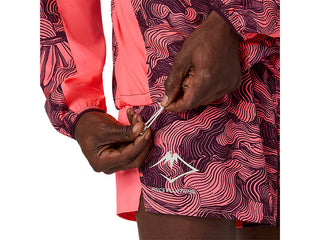 Asics Mens Fujitrail Packable Jacket | Blazing Coral/Aubergine