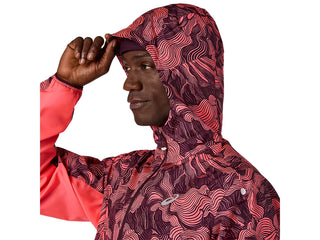 Asics Mens Fujitrail Packable Jacket | Blazing Coral/Aubergine