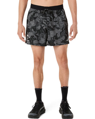 Asics Mens Fujitrail All Over Print Shorts | Performance Black/Carbon Cream