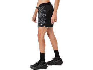 Asics Mens Fujitrail All Over Print Shorts | Performance Black/Carbon Cream