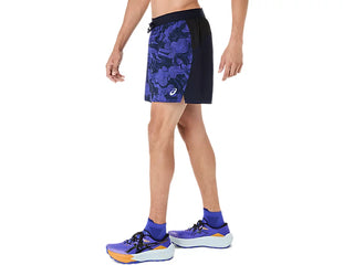 Asics Mens Fujitrail All Over Print Shorts | Midnight/Cobalt Burst