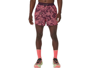 Asics Mens Fujitrail All Over Print Shorts | Blazing Coral/Aubergine