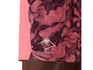 Asics Mens Fujitrail All Over Print Shorts | Blazing Coral/Aubergine