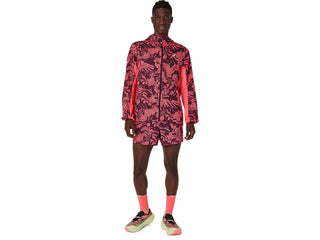 Asics Mens Fujitrail All Over Print Shorts | Blazing Coral/Aubergine