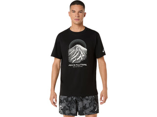 Asics Mens Fujitrail Log Short Sleeve T-Shirt | Black/Cream