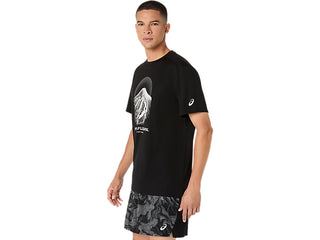 Asics Mens Fujitrail Log Short Sleeve T-Shirt | Black/Cream