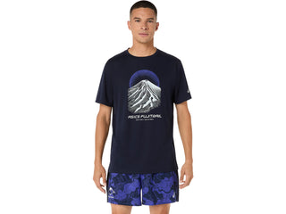 Asics Mens Fujitrail Log Short Sleeve T-Shirt | Midnight/Cobalt Burst