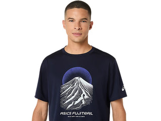 Asics Mens Fujitrail Log Short Sleeve T-Shirt | Midnight/Cobalt Burst