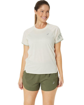 Asics Womens Icon SS Top | Birch/Olive Grey