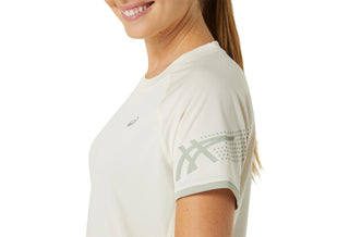 Asics Womens Icon SS Top | Birch/Olive Grey