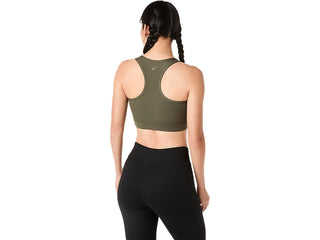 Asics Womens Essential Padless Logo Bra | Dark Olive