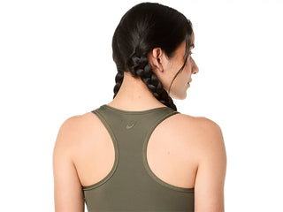 Asics Womens Essential Padless Logo Bra | Dark Olive