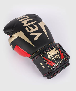 Venum Elite Boxing Gloves | Black/Gold/Red