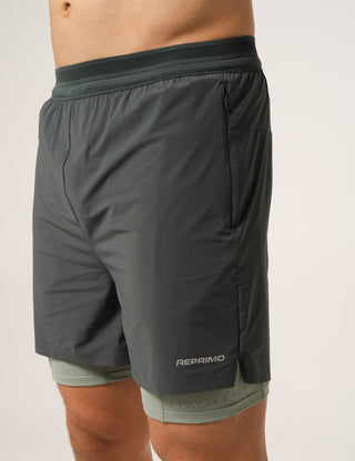 Reprimo AR Performance Dual Shorts | Dark Moss/Iceberg
